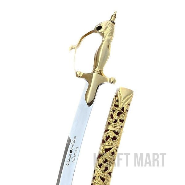 Personalized Gold Indian Wedding Sword - KraftMart