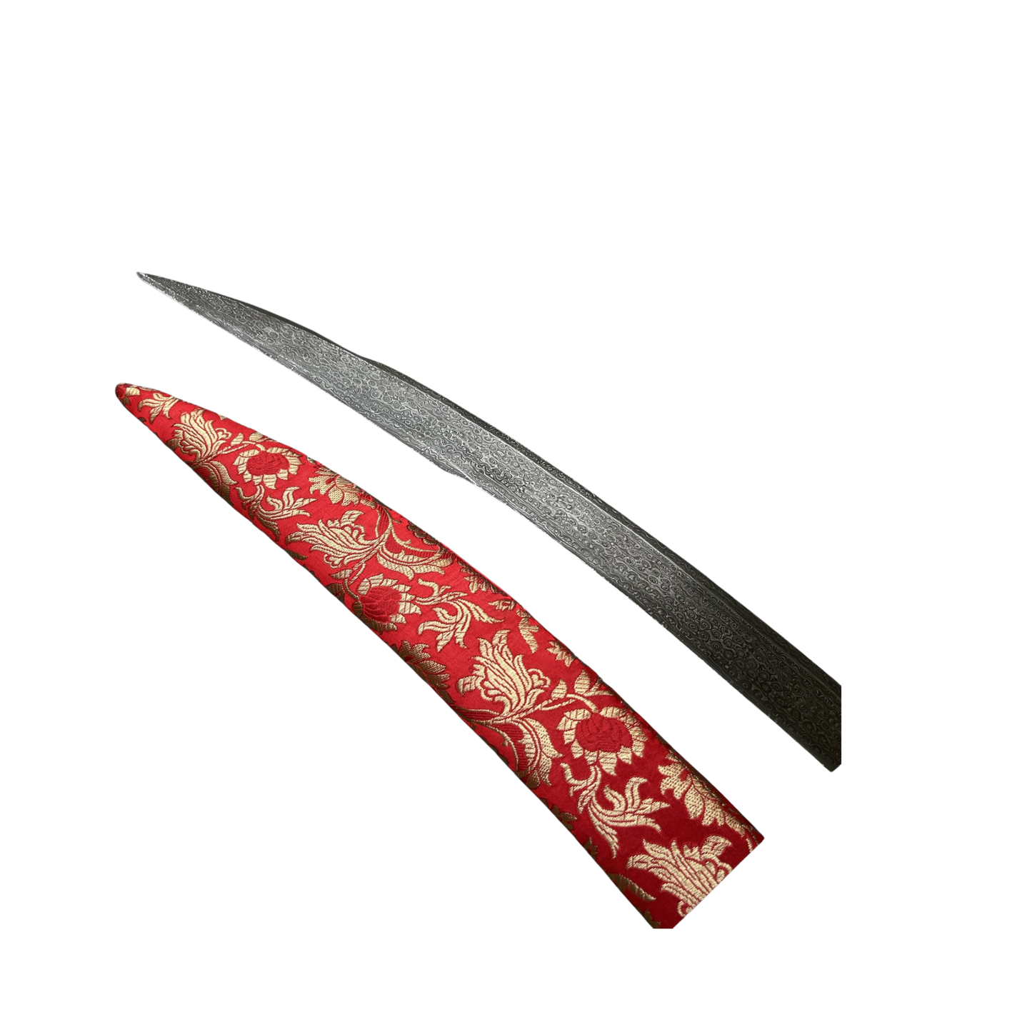 Damascus Steel Tegh Sword With Brocade Cloth Sheath