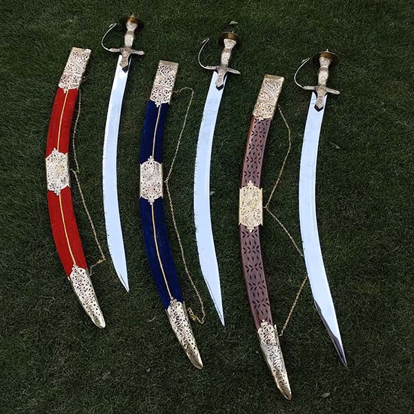Blunt-Edged Indian Wedding Sword – Red Velvet Scabbard and Brass Handle