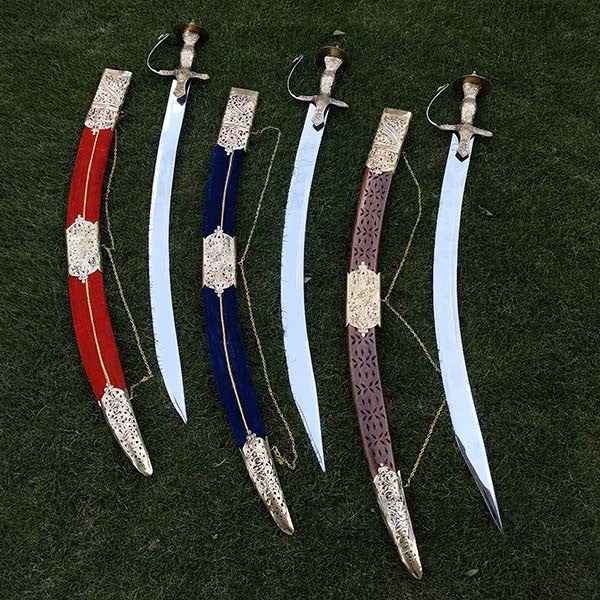Indian Wedding Sword Groom Tega – Handcrafted Groom Talwar with Brass & Velvet Scabbard