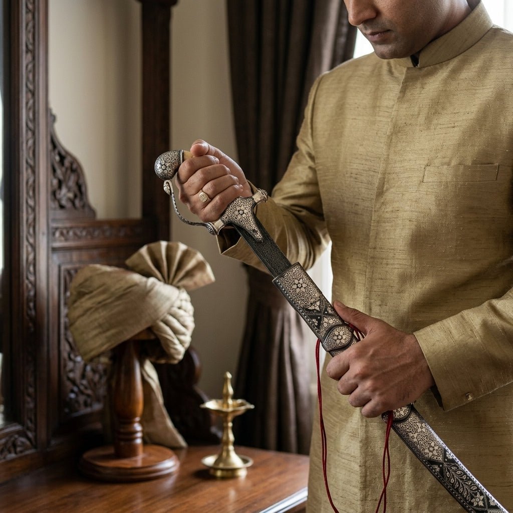 Damascus Steel Blade Sword, Ottoman Sword , Silver Calligraphy - KraftMart