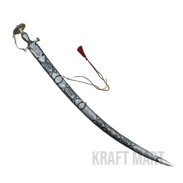 Damascus Steel Koftgiri Katori Handle Sword, Swords In USA - KraftMart