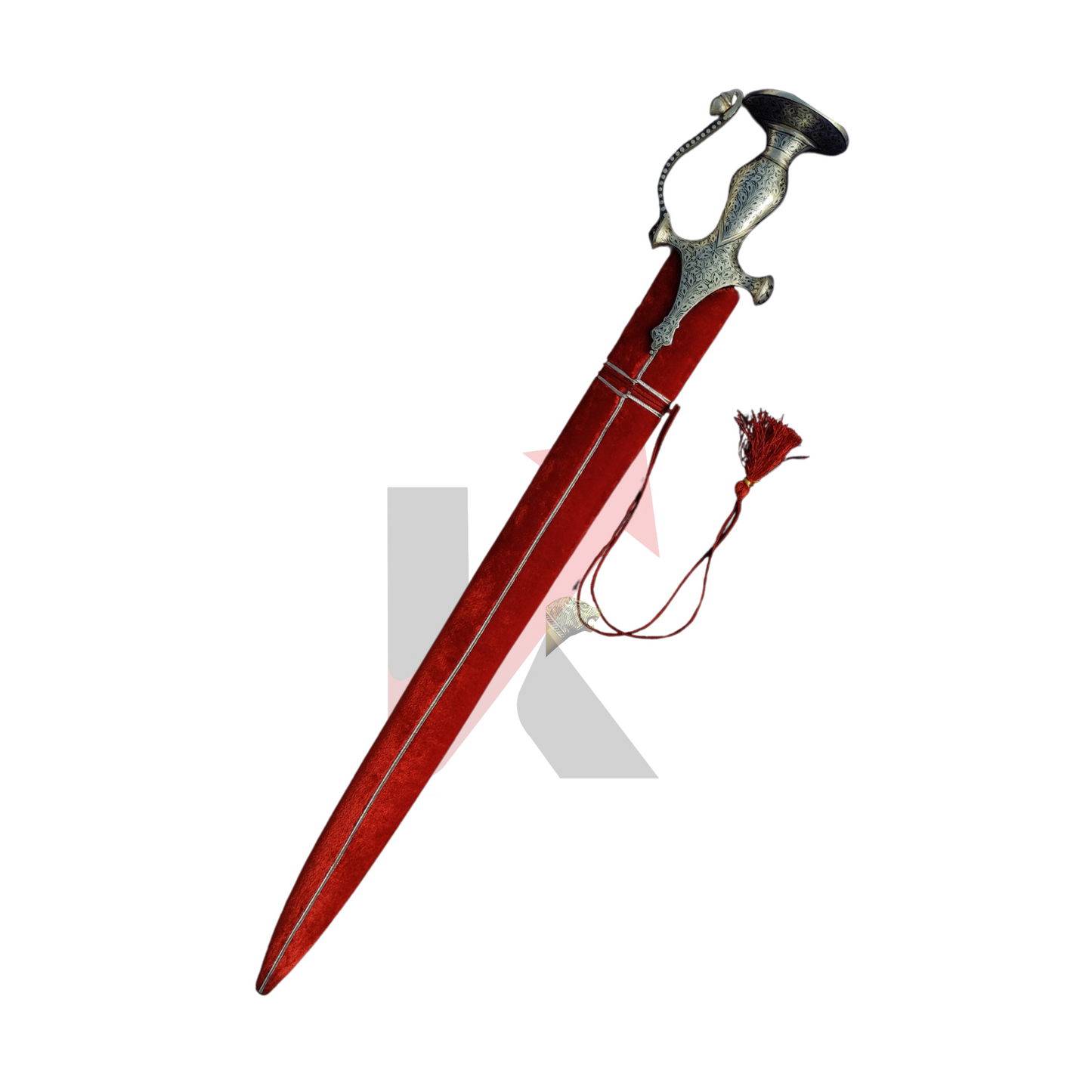 Authentic Rajasthani-style sword with red velvet sheath and vintage Hand craftsmanship