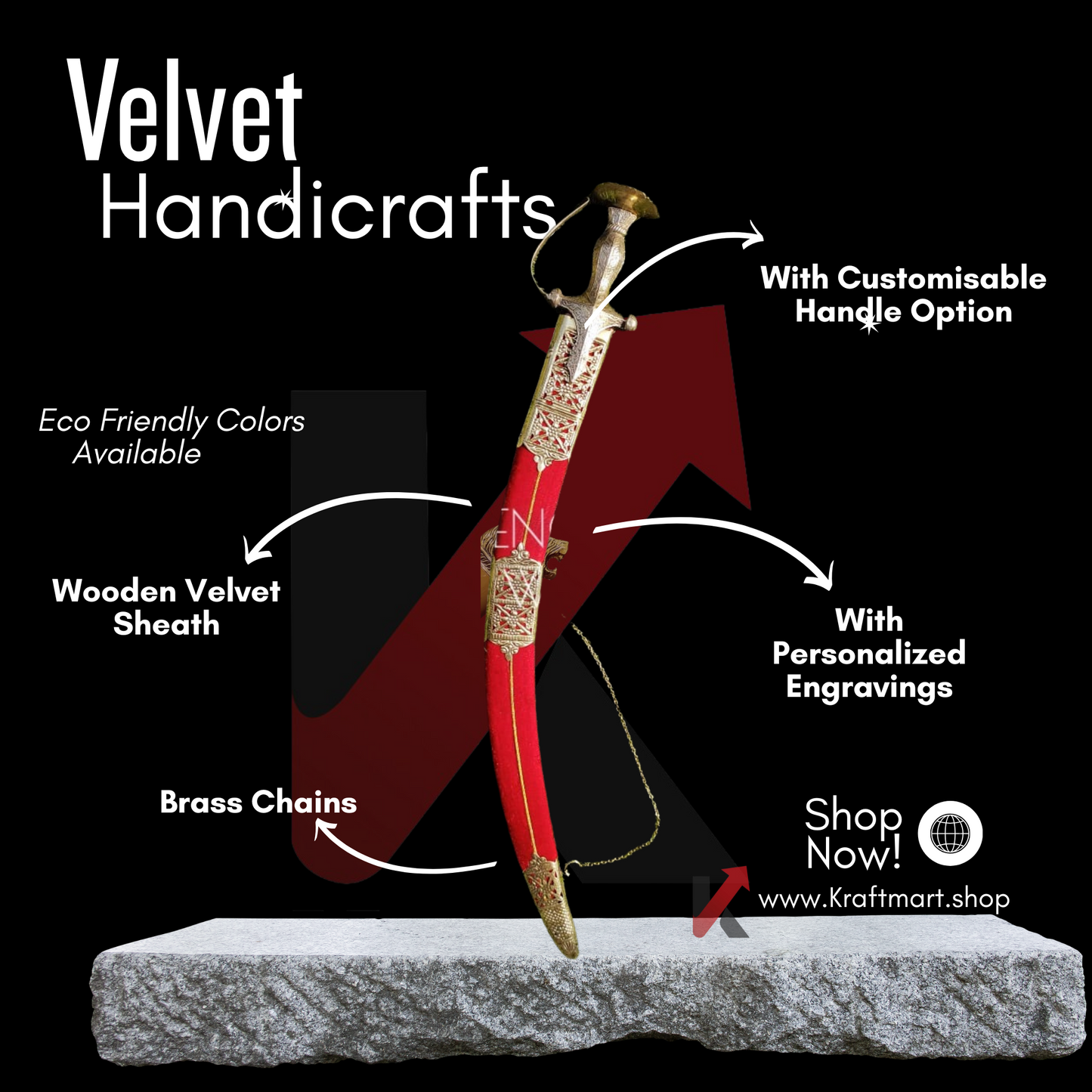 Decorative Groom Sword with Red Velvet Sheath for Indian Shaadi- INFOGRAPHIC