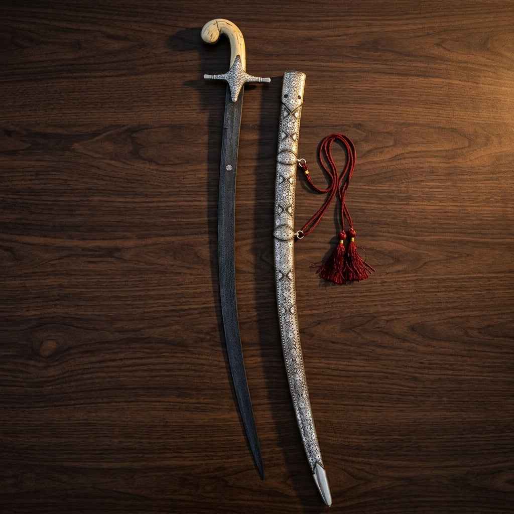 Arabian Sword , Camelbone hilt, kilij hilt, damascus steel blade, Kilij Handle