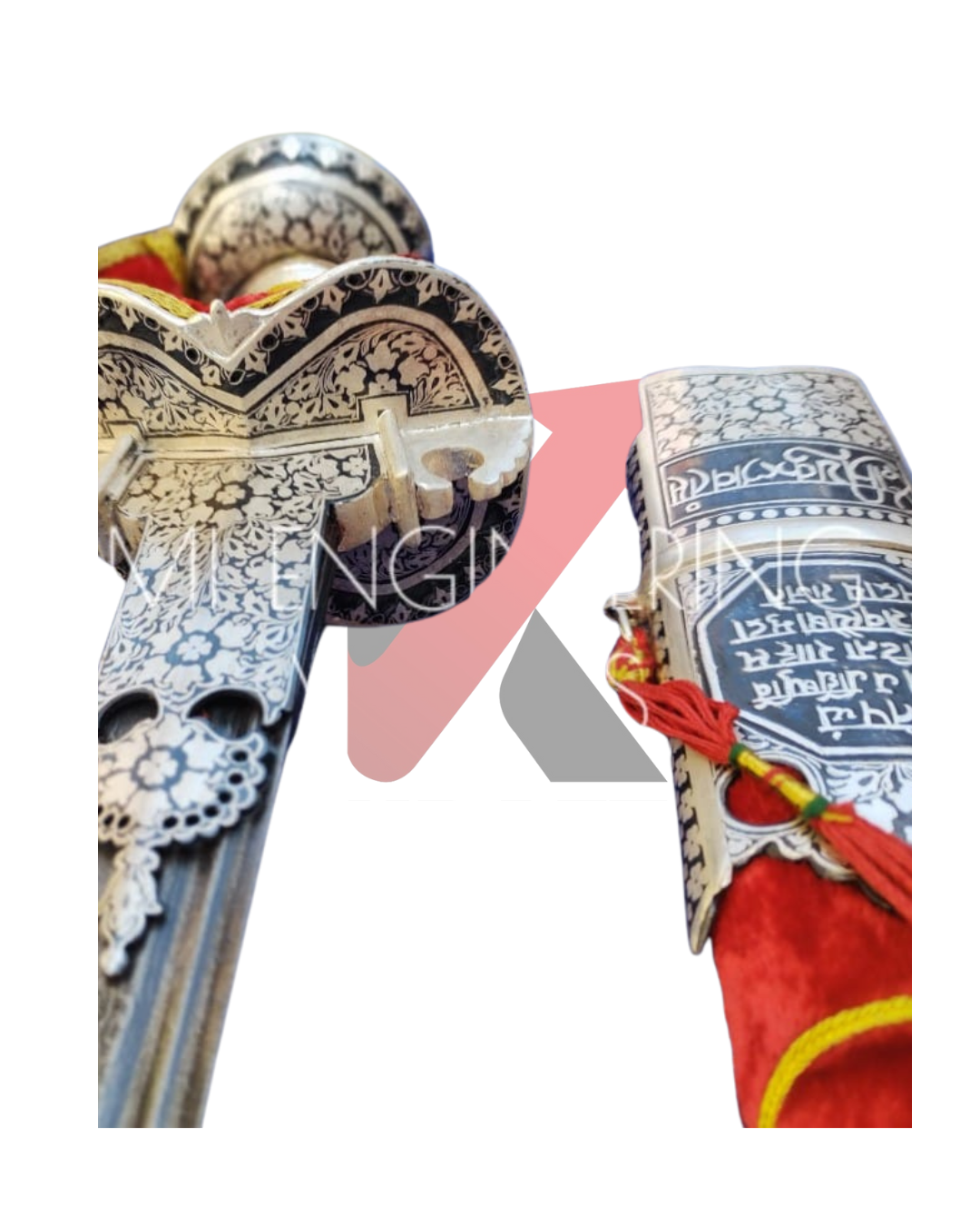 Cultural Bhavani Talwar with silver-decorated velvet scabbard