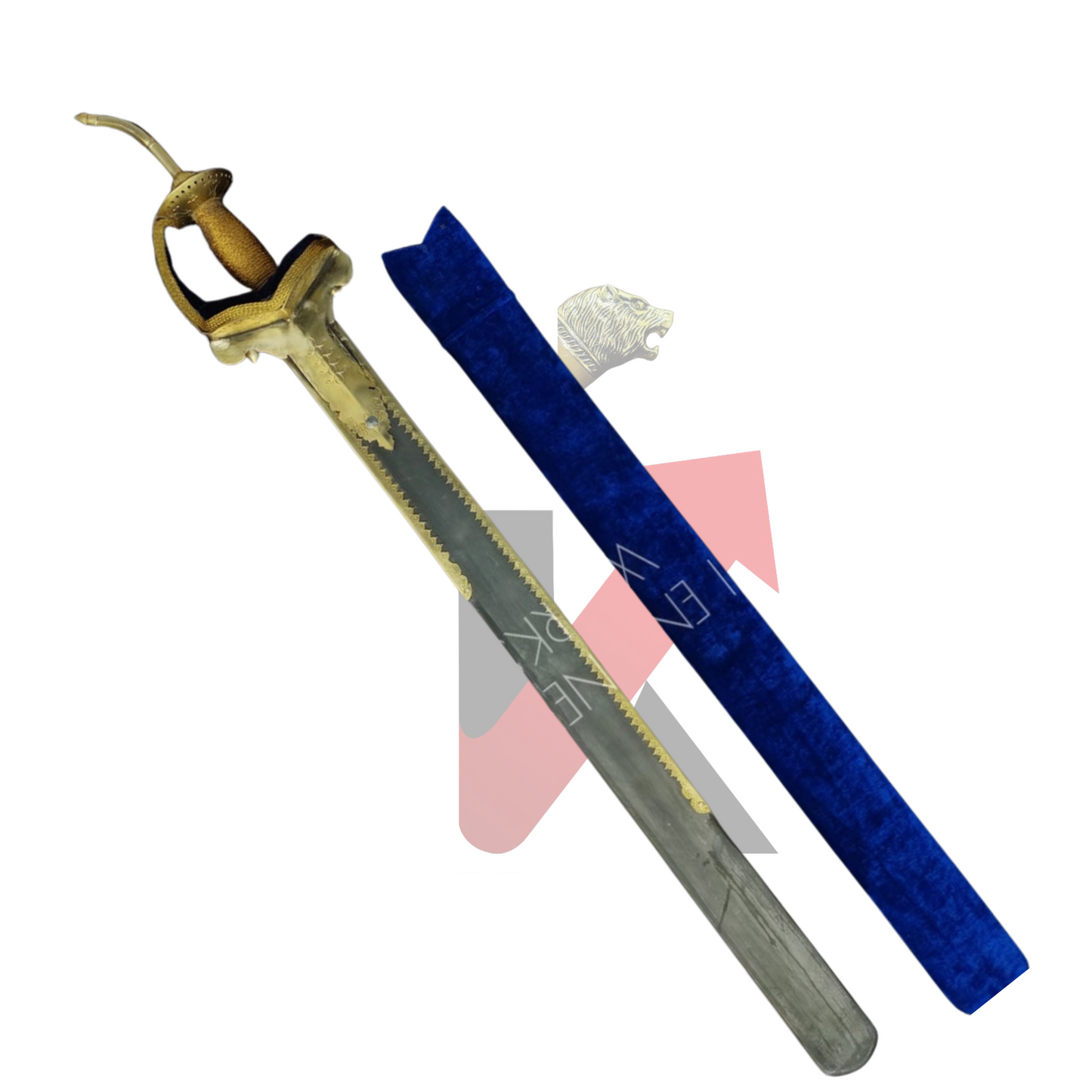 Dual-edged Khanda blade showing brass details and classic shape