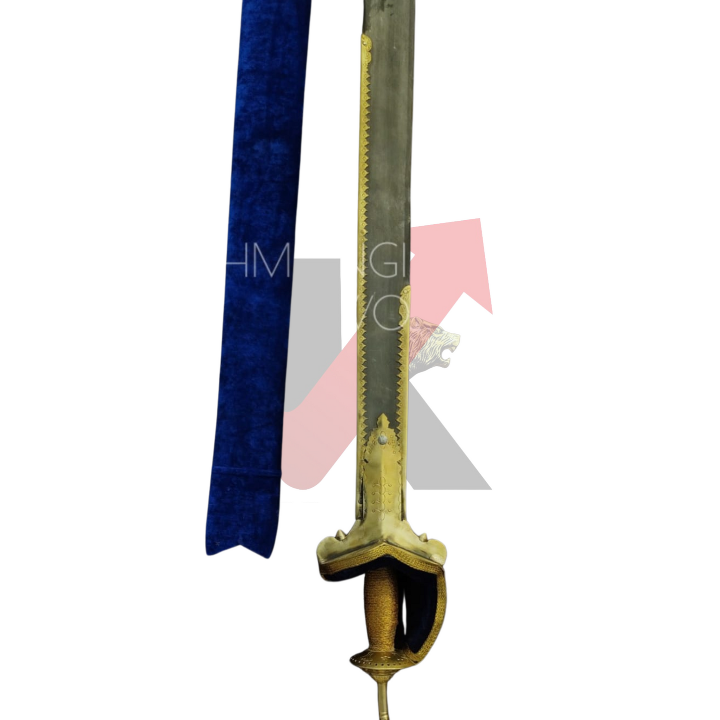Dual-edged Khanda blade showing brass details and classic shape