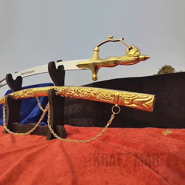 22K gold-plated ceremonial sword for weddings and rituals