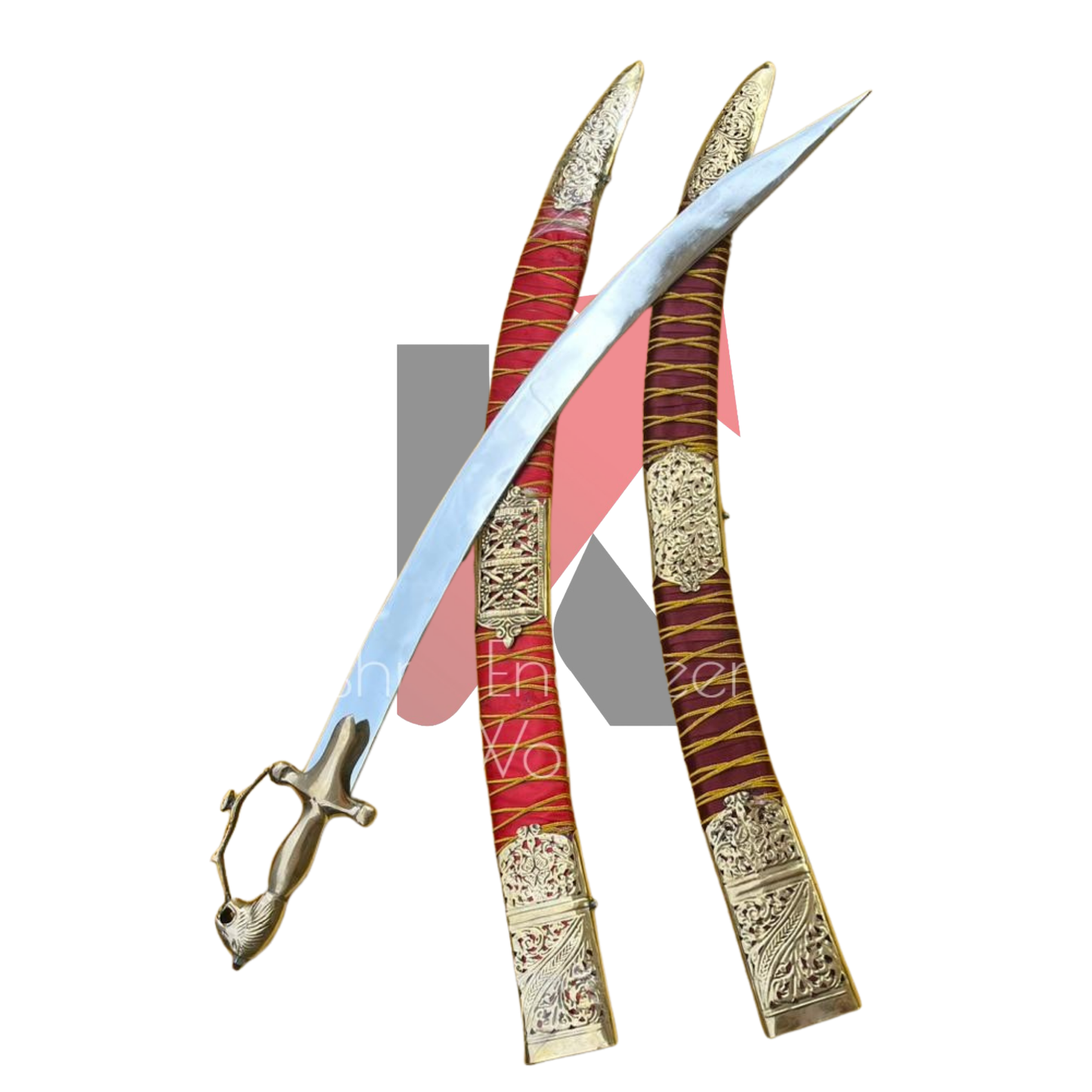 Green velvet scabbard groom sword for ceremonial and decorative display