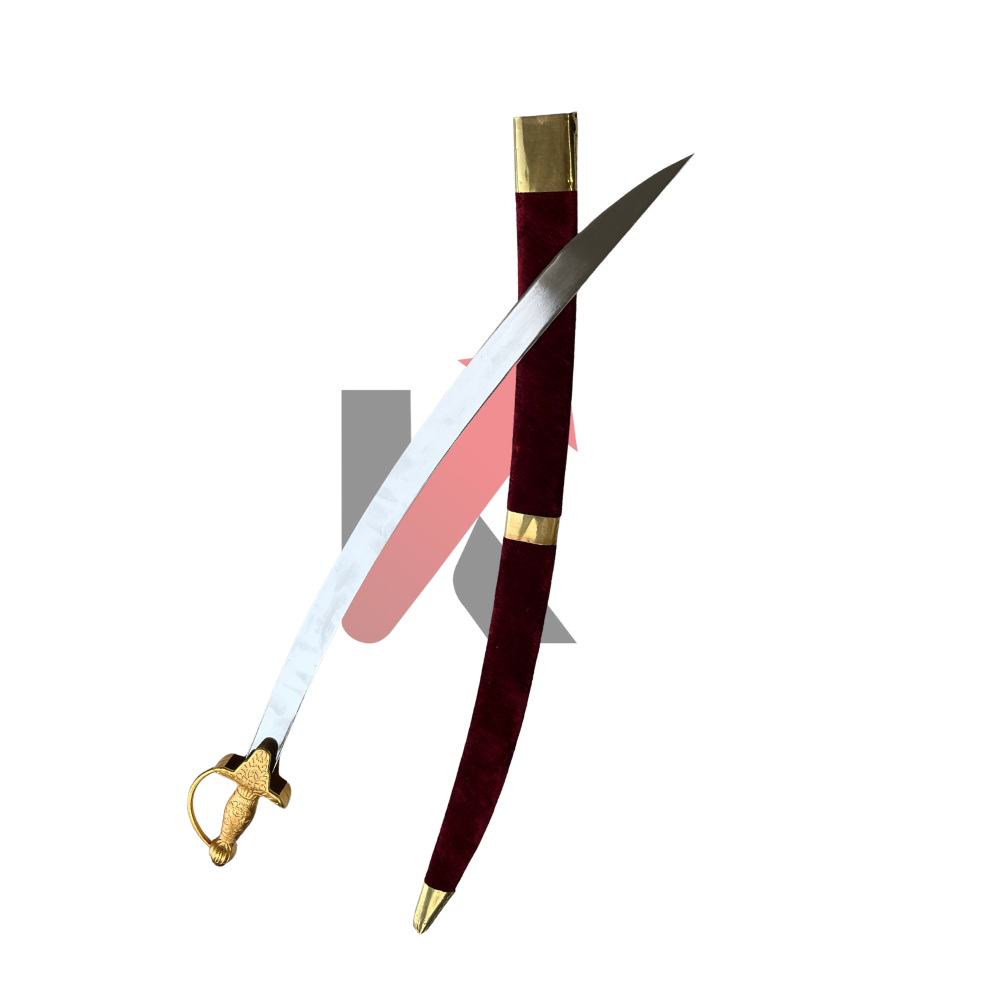 Traditional ceremonial sword for groom with engraved handle and velvet cover
