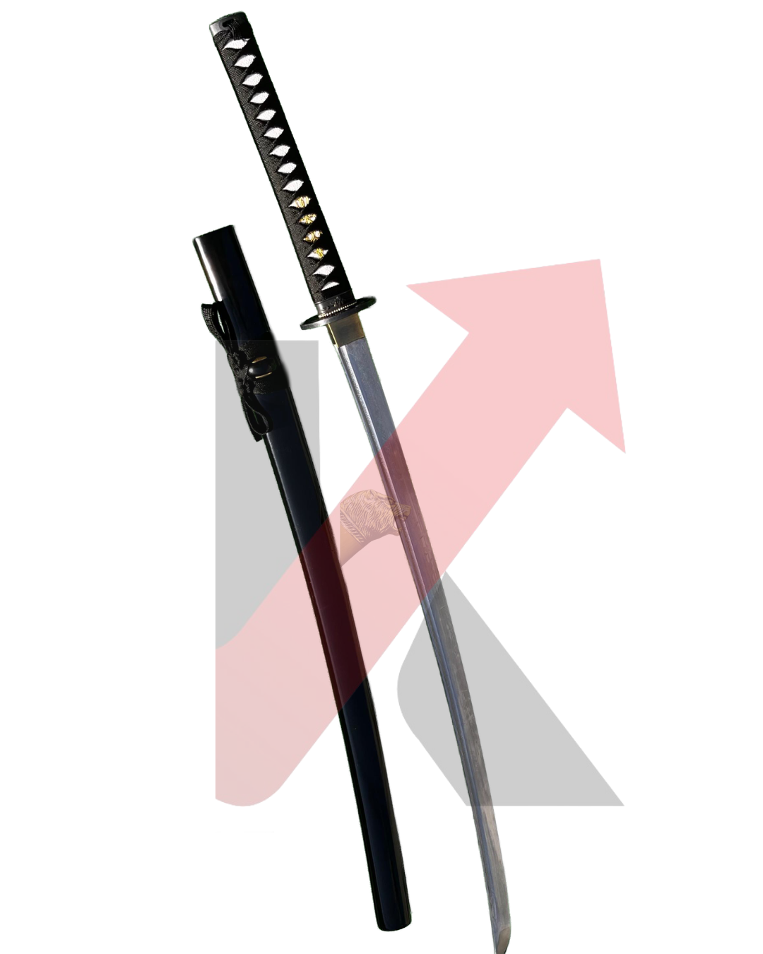 Handcrafted premium katana displayed with wooden box