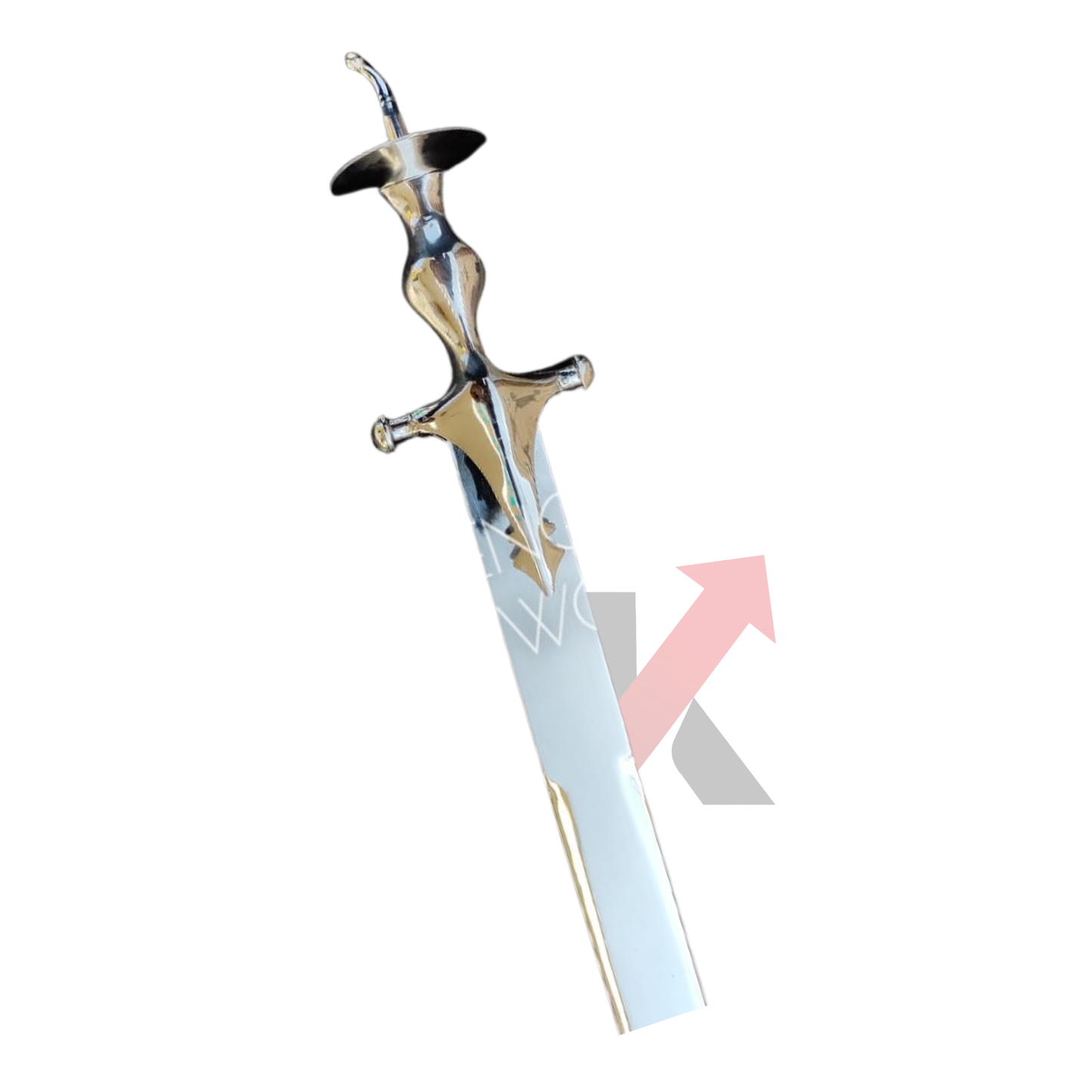 Traditional Punjabi Khanda Sword with double-edged steel blade and leather scabbard
