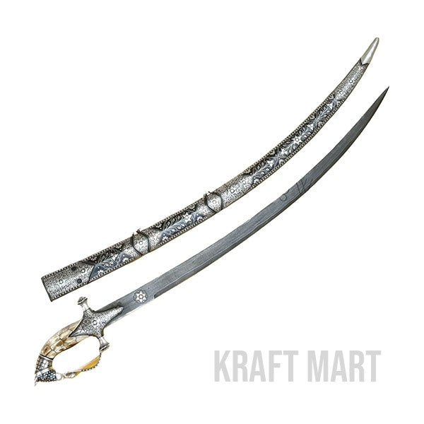 Decorative antique-style sword with detailed Koftgiri work