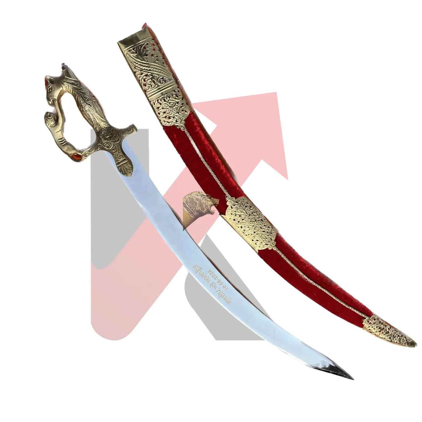 Elegant Wedding Sword | Handcrafted Brass Hilt Groom Accessory with Velvet Scabbard