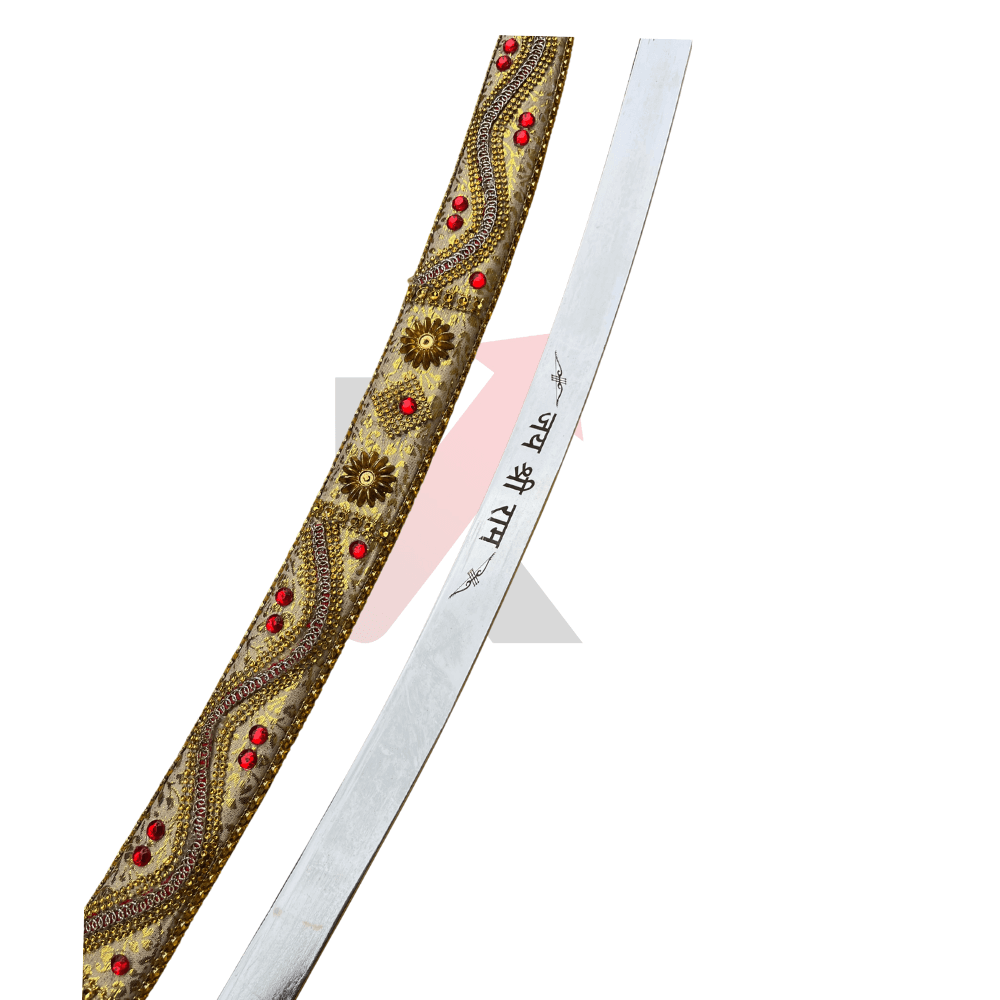 Personalized Indian wedding sword for groom with floral engraved hilt