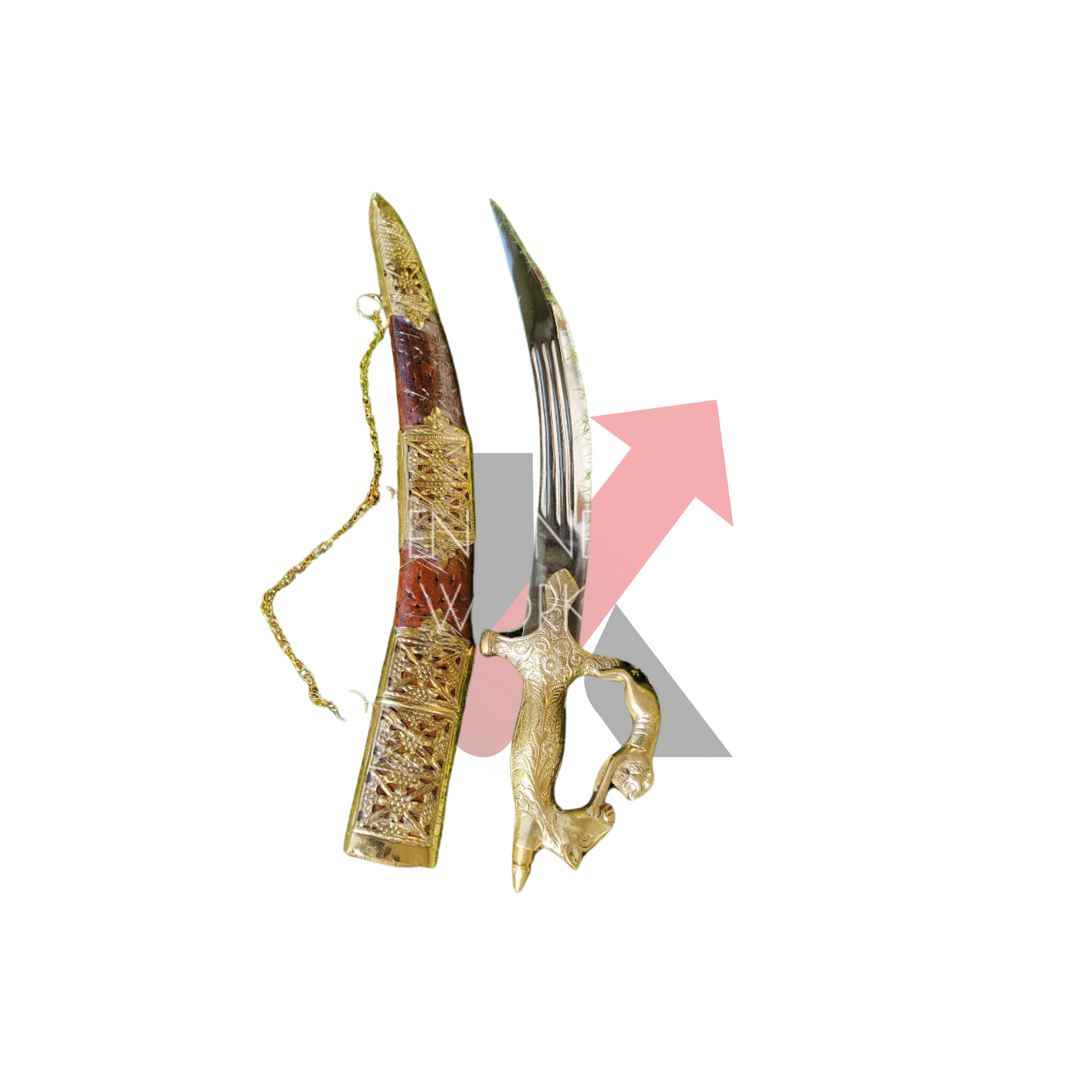 Miniature Indian Rajput sword on white background