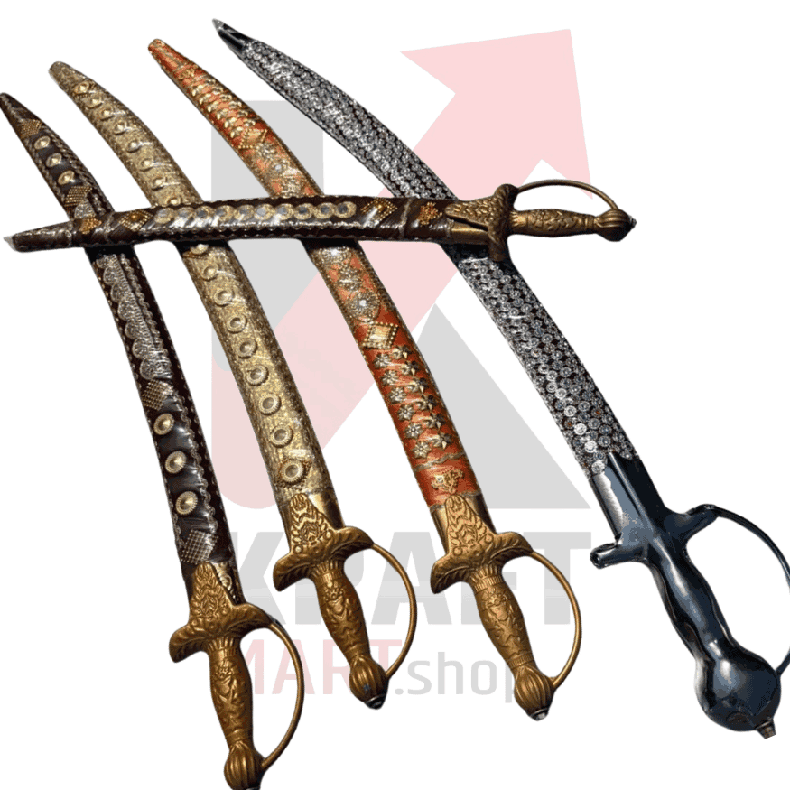 Dussehra Combo by KraftMart: 5 Handicraft Unsharped Swords (4 x 3 ft + 1 x 2 ft Free)