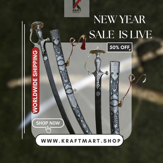 Damascus Steel Koftgiri Katori Handle Sword, Swords In USA