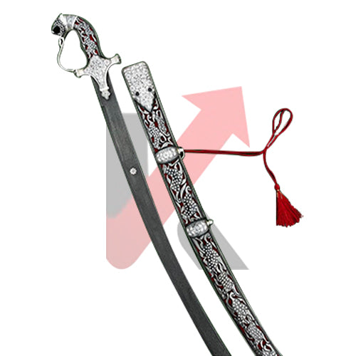 Tiger Hilt Inlay Silver Calligraphy Sword - Damascus Steel Blade