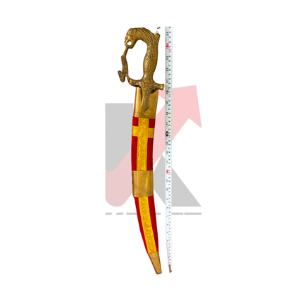 Wedding Groom Sword – Brass Horse Head Handle with Red Velvet Scabbard | 24 Inch