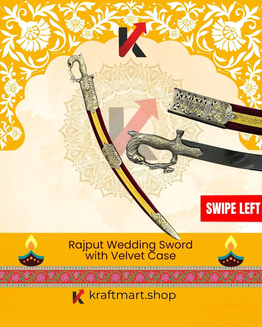 Rajput Wedding Sword with Velvet sheath , Ceremonial Sword