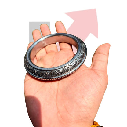 Leaf Carved Sarabloh Kada – Punjabi Kada