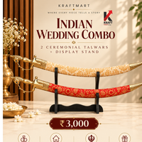 Indian Wedding Sword Combo | 2 Dulha Talwars with Free Display Stand