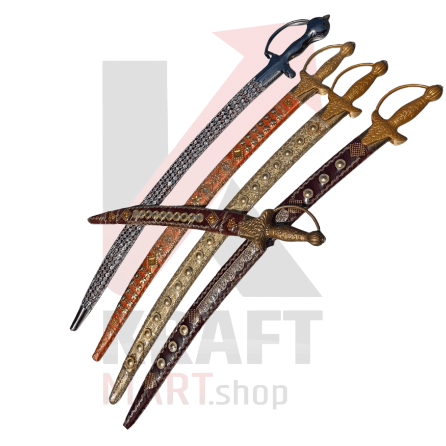 Dussehra Combo by KraftMart: 5 Handicraft Unsharped Swords (4 x 3 ft + 1 x 2 ft Free)