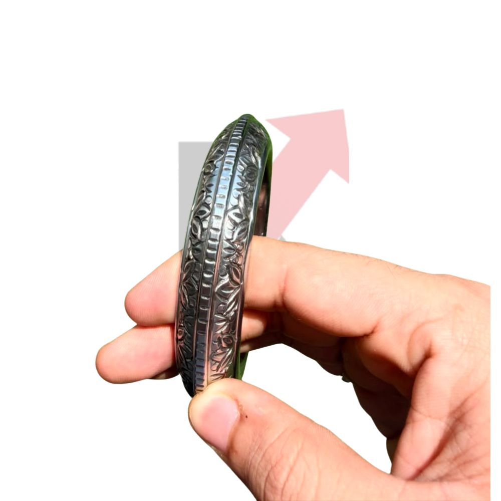 Leaf Carved Sarabloh Kada – Punjabi Kada