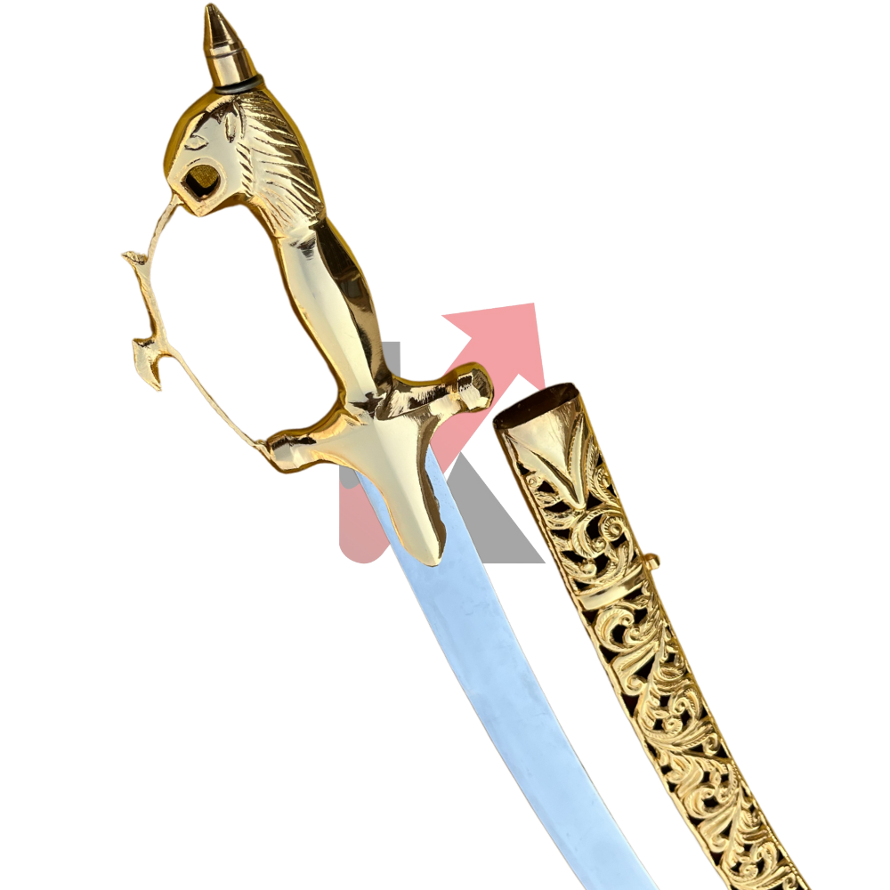 Indian Rajput Sword, 22 Karat Gold Plated , Indian Wedding Talwar