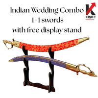 Indian Wedding Sword Combo | 2 Dulha Talwars with Free Display Stand