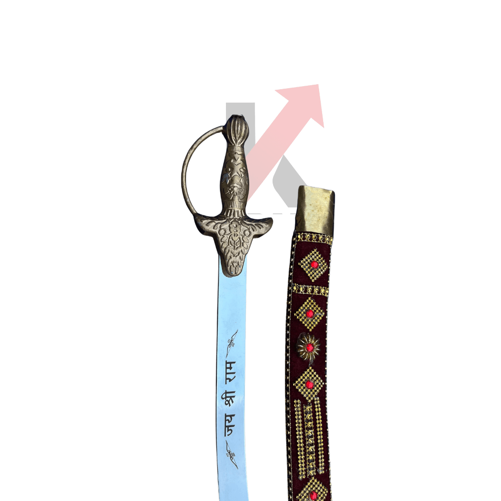 Sword with decorative sheath on a white background