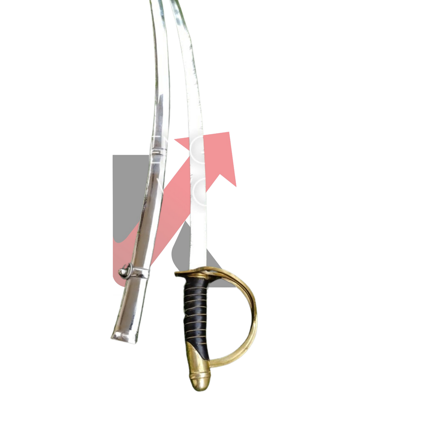 Full size picture of the sword with sheath. Brass hilt on American cavalry sword replica

