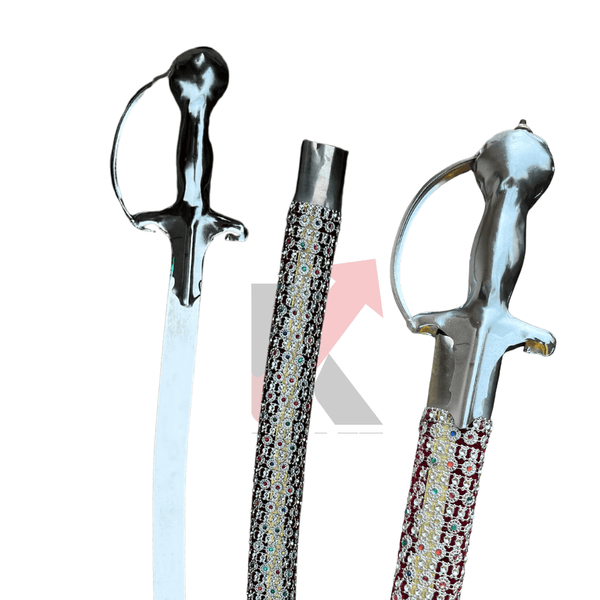 Velvet fabric wedding sword for groom, Indian Dulha Talwar accessory with intricate detailing from KraftMart.