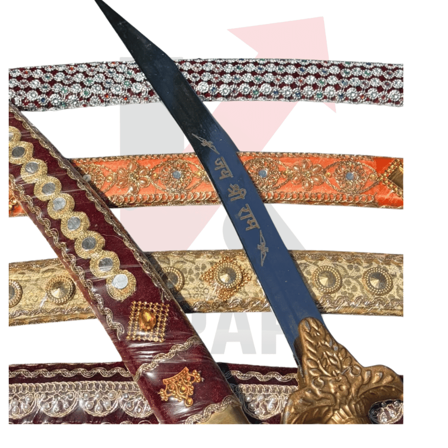 3 ft sword shown with measurements, 32 inches without sheath and 36 inches with sheath