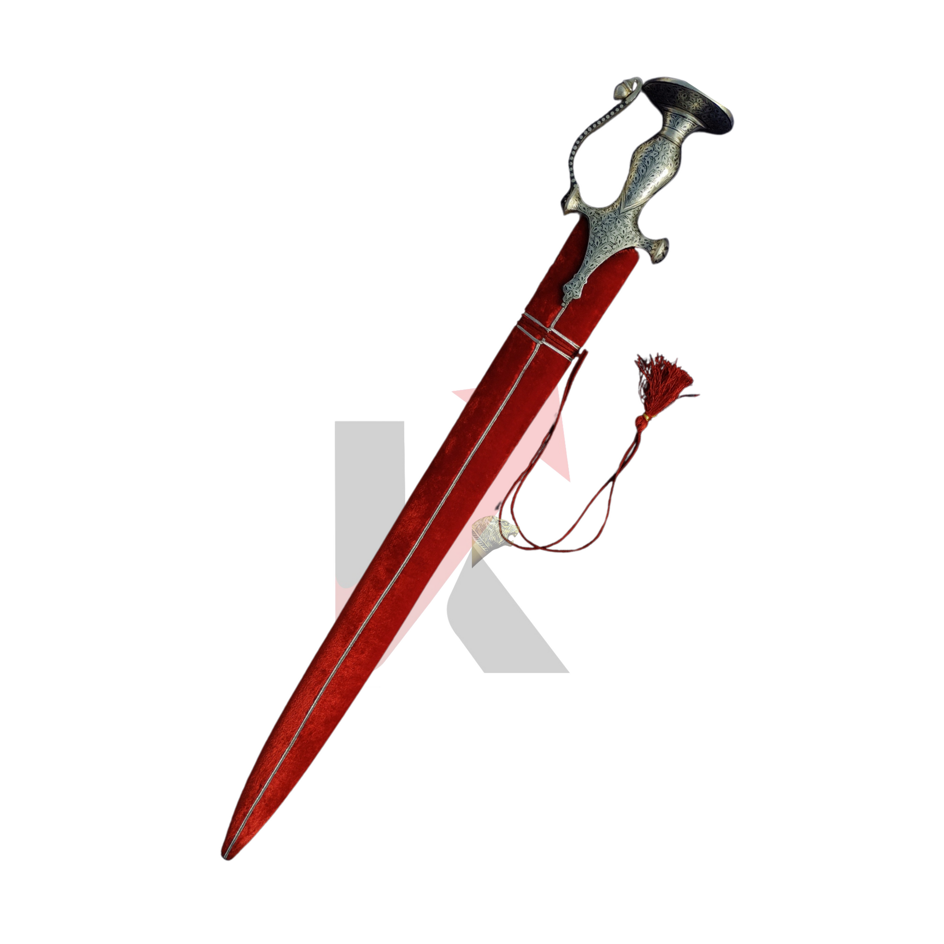 Authentic Rajasthani-style sword with red velvet sheath and vintage Hand craftsmanship