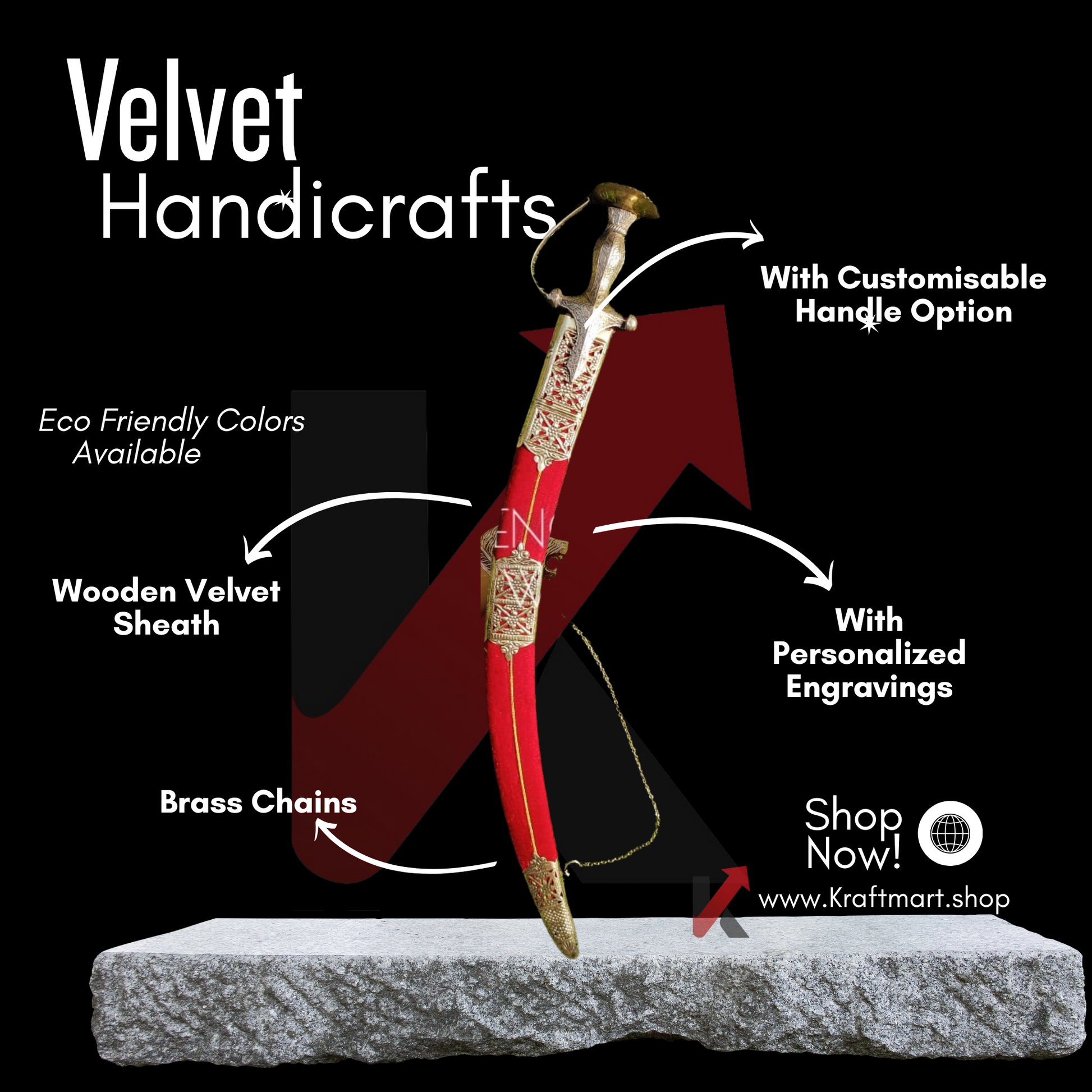 Decorative Groom Sword with Red Velvet Sheath for Indian Shaadi- INFOGRAPHIC 