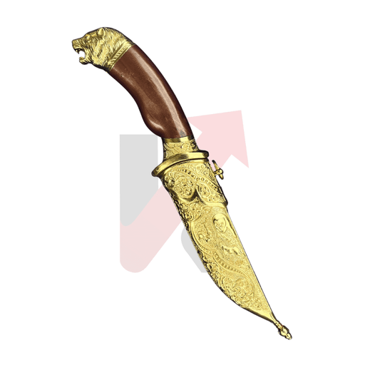 Decorative dagger with wooden handle and metal sheath