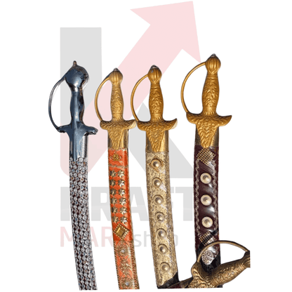 Free 2 ft sword with a maroon studded sheath and gold coloured hilt from the Dussehra Combo