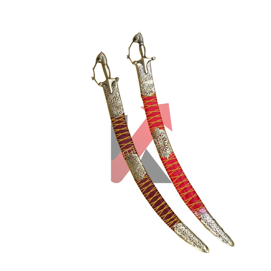 Groom sword with brass hilt and red velvet scabbard for weddings and display