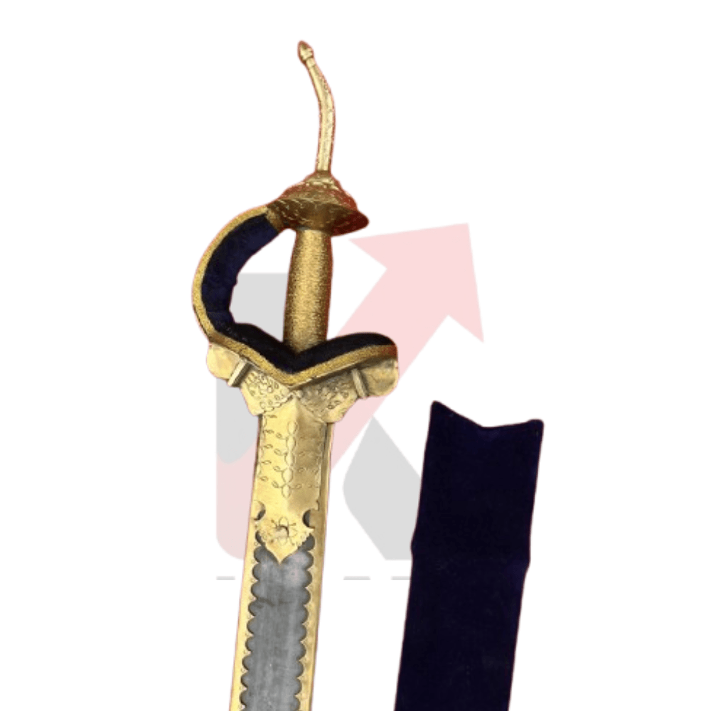Punjabi Khanda Sword | Brass Finish Sikh Wedding Sword | Carbon Steel 38 Inch - KraftMart