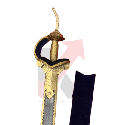 Punjabi Khanda Sword | Brass Finish Sikh Wedding Sword | Carbon Steel 38 Inch - KraftMart