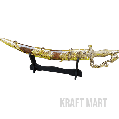 Miniature Indian Rajput sword on white background

