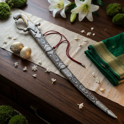 Damascus Steel Blade Sword, Ottoman Sword , Silver Calligraphy - KraftMart