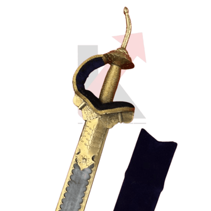 Punjabi Khanda Sword | Brass Finish Sikh Wedding Sword | Carbon Steel 38 Inch - KraftMart