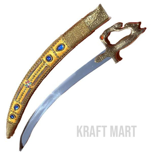Rajput sword with silk-wrapped handle and personalized design