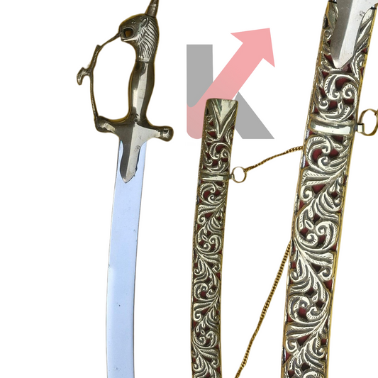 Rajput wedding sword with brass scabbard – handmade Indian sword for grooms
