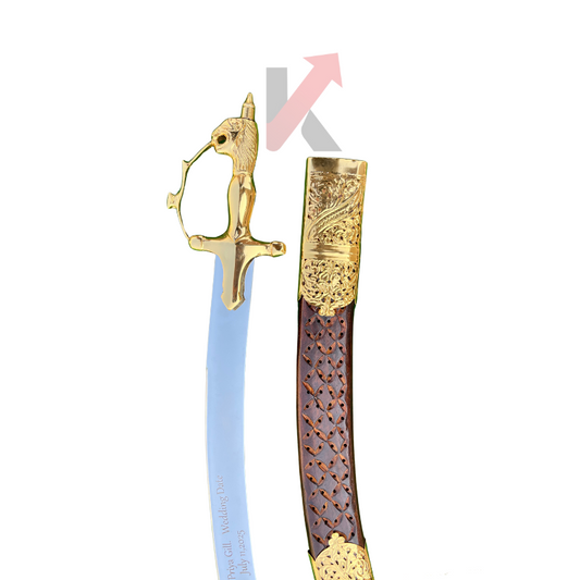 Rajput wedding sword with 22K gold plated lion handle for groom