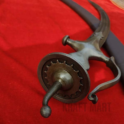Close-up of the traditional Tegha hilt with authentic Indian detailing